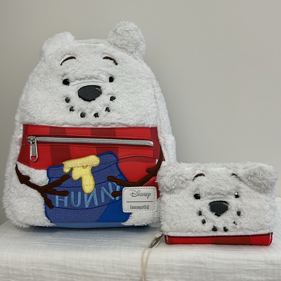 NEW Loungefly DISNEY Winnie the Pooh Snowman Backpack & Wallet Set - Picture 2 of 4